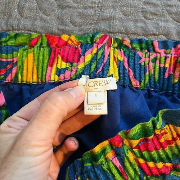 J.Crew tropical bright floral pull on linen blend skirt size 4 - Picture 3 of 9